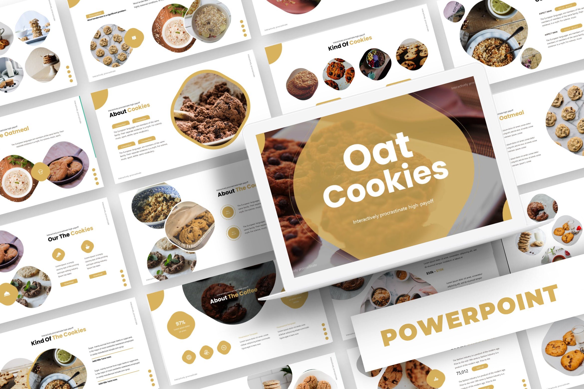 西点培训/烘焙品牌推介素材库精选PPT模板 Oat Cookies – Powerpoint Template插图