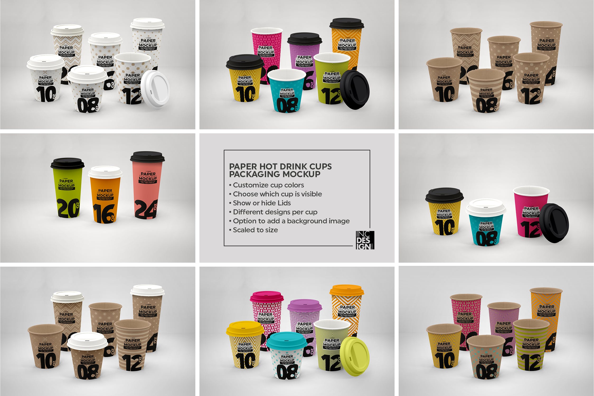热饮一次性纸杯外观设计16设计网精选 Paper Hot Drink Cups Packaging Mockup插图(3)