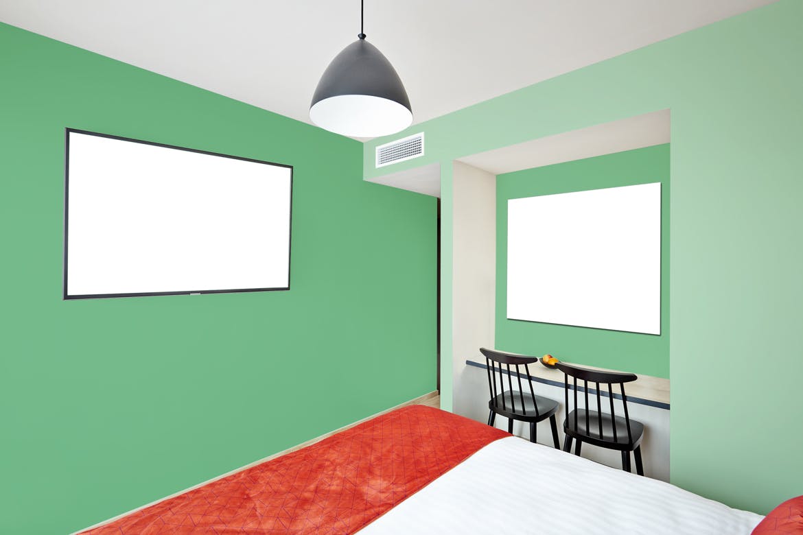 酒店房间装饰画框样机16设计网精选模板v01 Hotel-Room-01-Mockup插图(2)