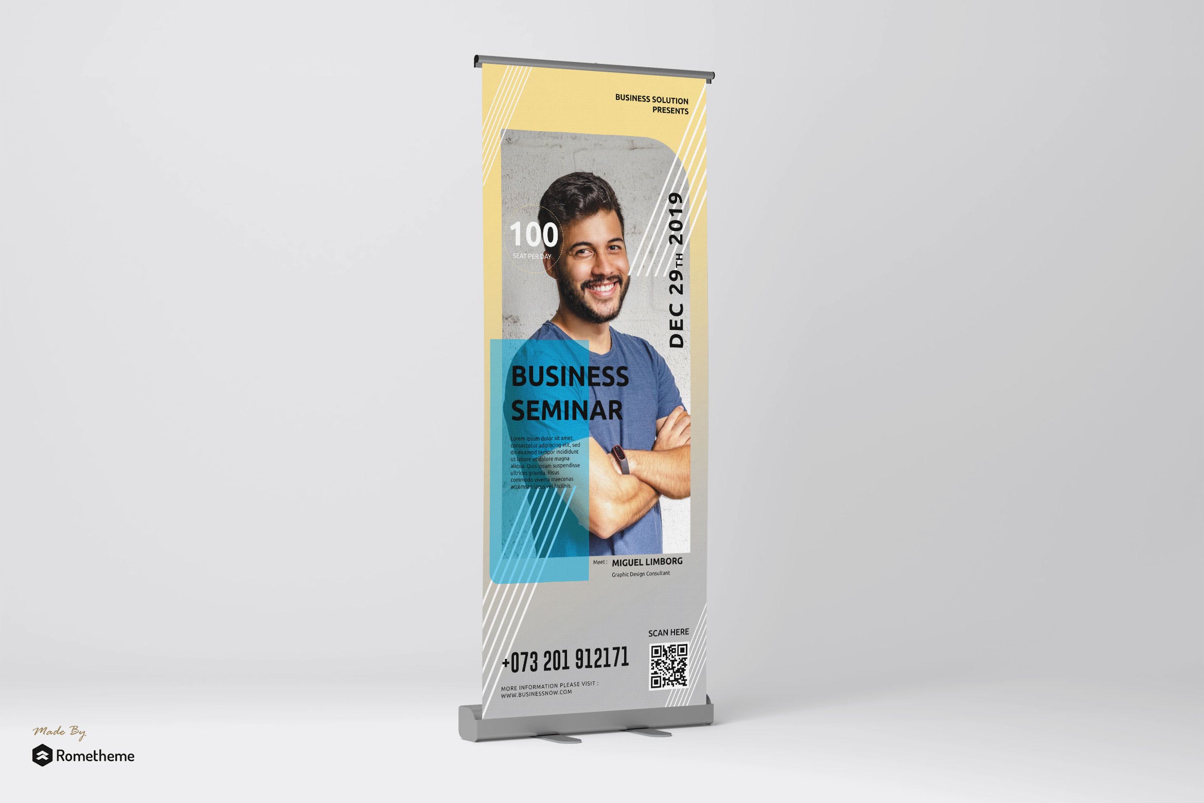 商业演讲活动X展架广告海报PSD素材16设计网精选模板 Motivator – Business Speaker Roll-up Banner RY插图