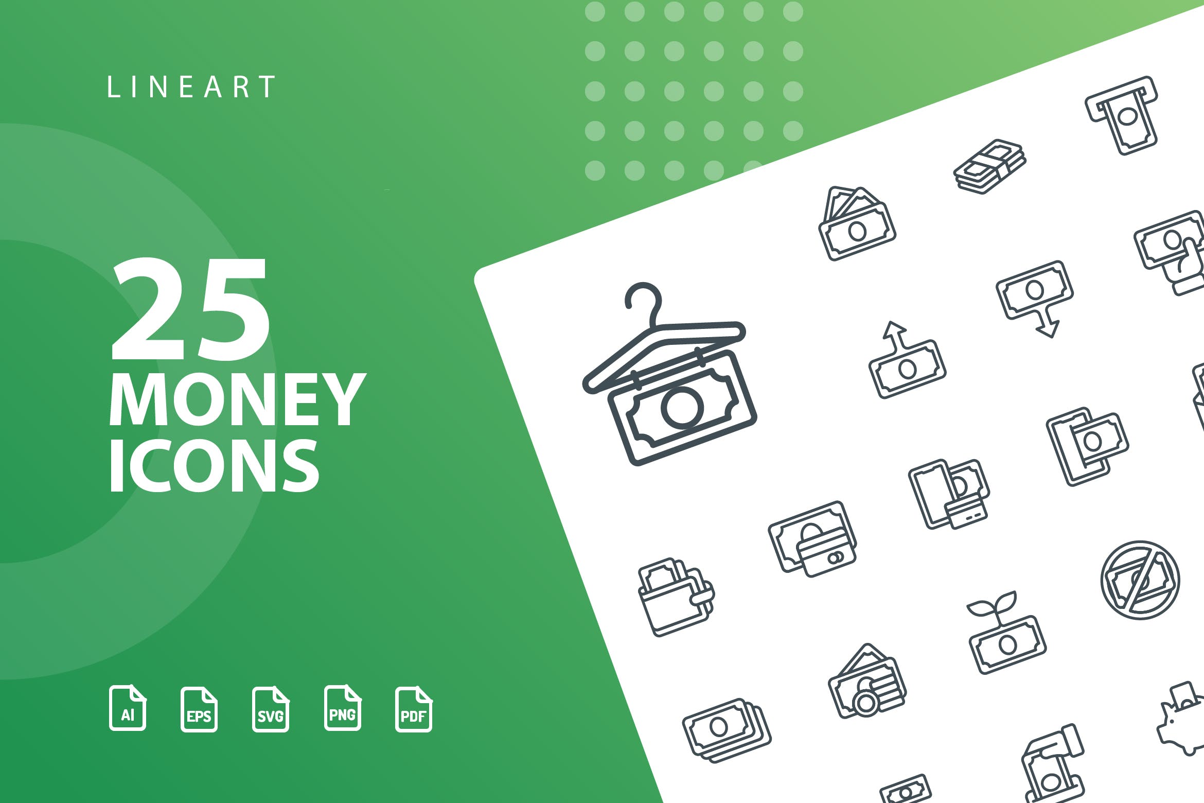 25枚金钱主题矢量线性素材库精选图标 Money Lineart Icons插图