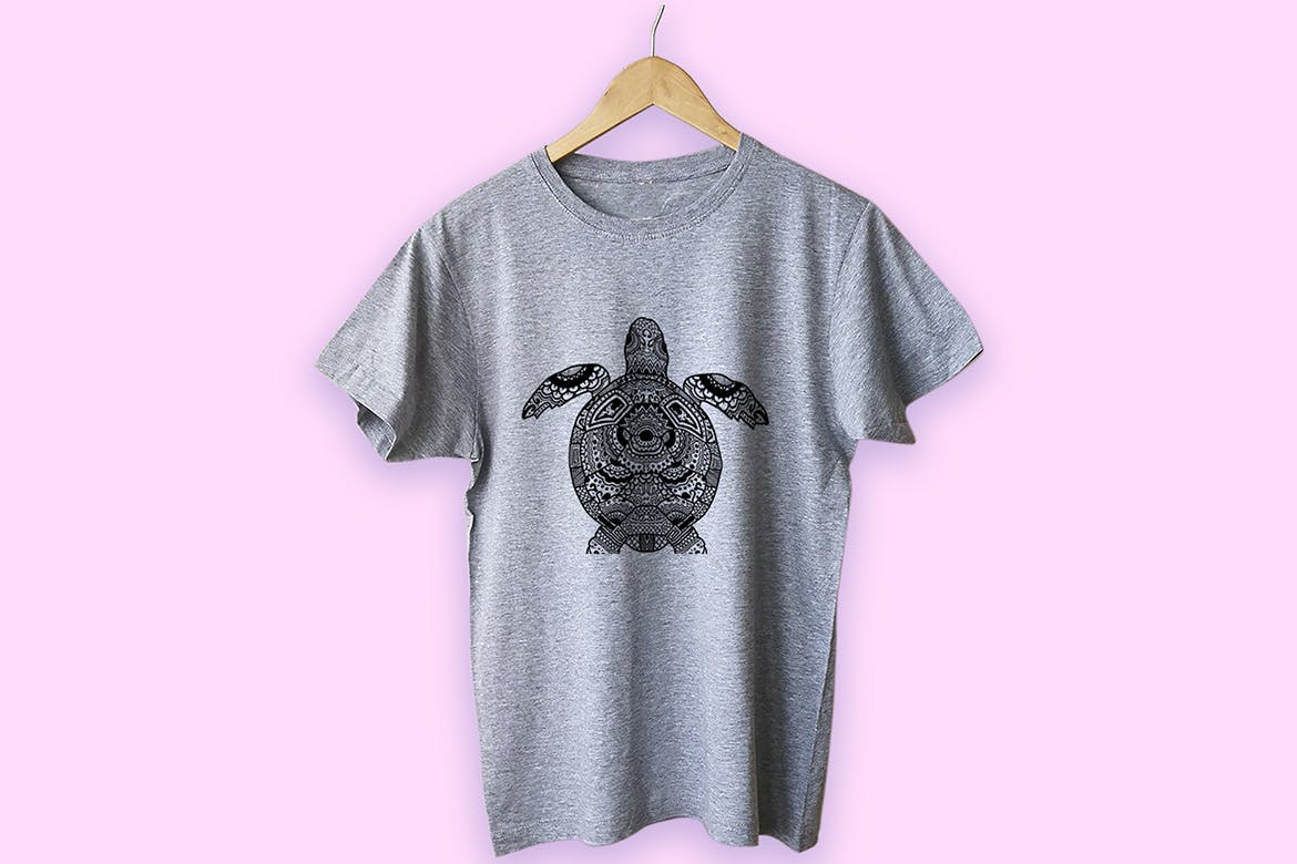 乌龟-曼陀罗花手绘T恤设计矢量插画非凡图库精选素材 Turtle Mandala T-shirt Design Vector Illustration插图(3)