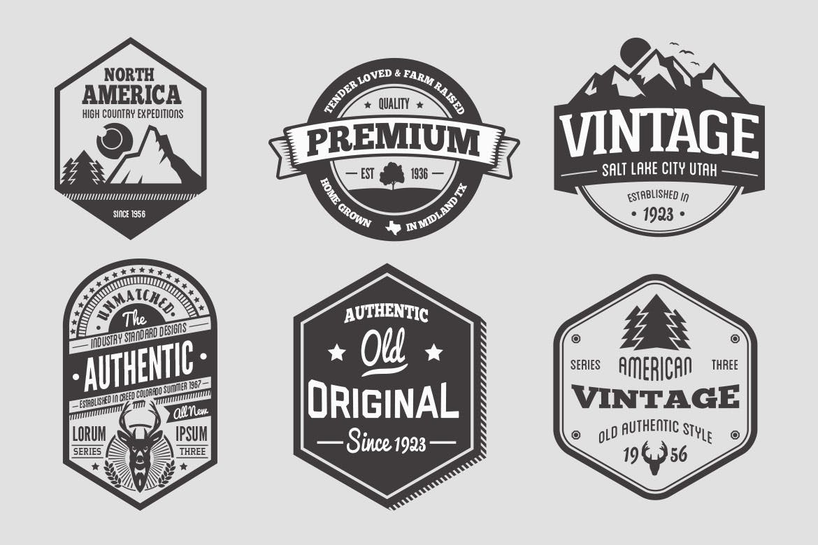 18个复古设计风徽章&品牌商标Logo设计素材库精选模板 18 Vintage Badges and Logos插图(1)