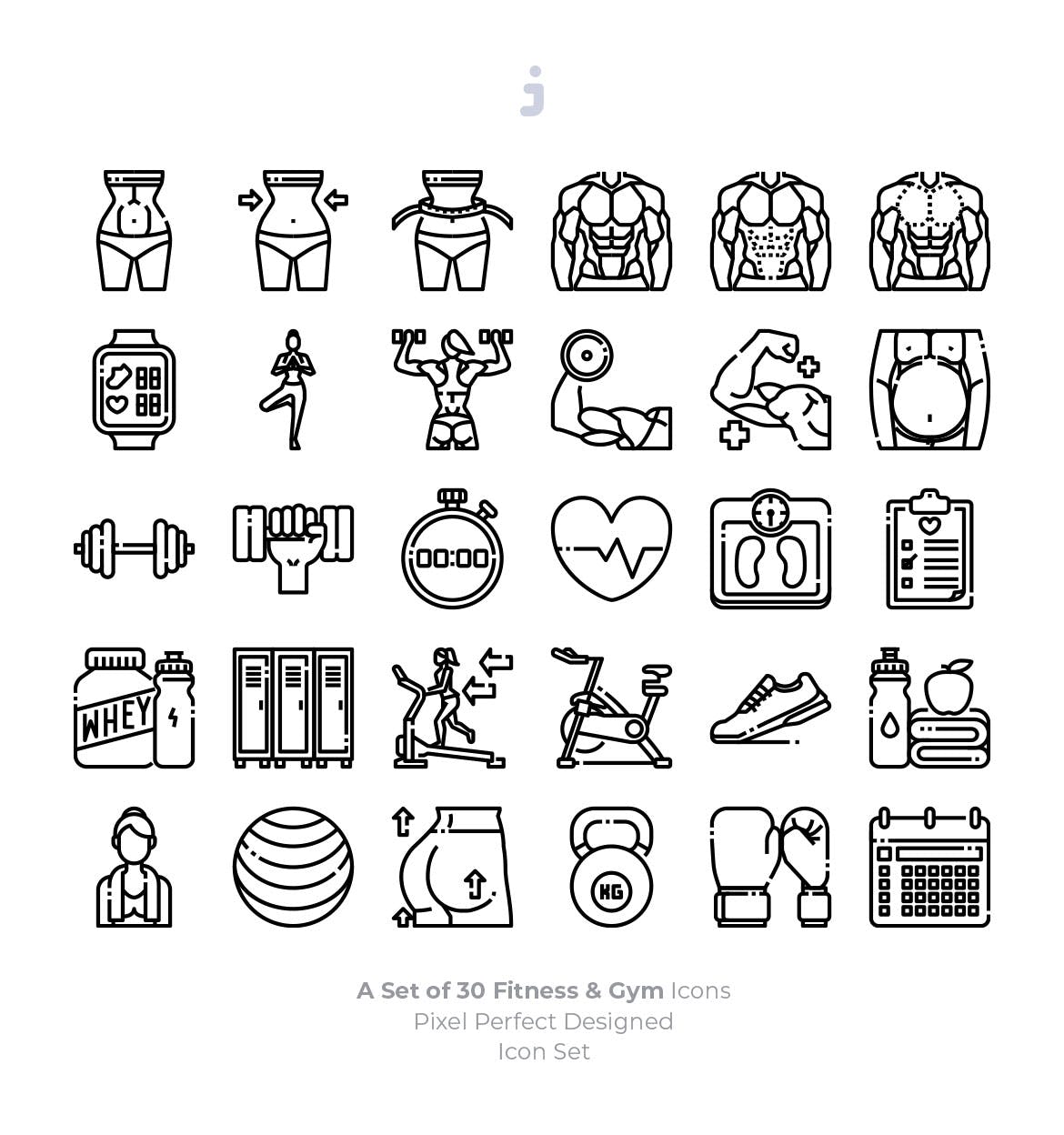 30枚健身运动主题矢量素材库精选图标 30 Fitness & Gym Icons插图(2)