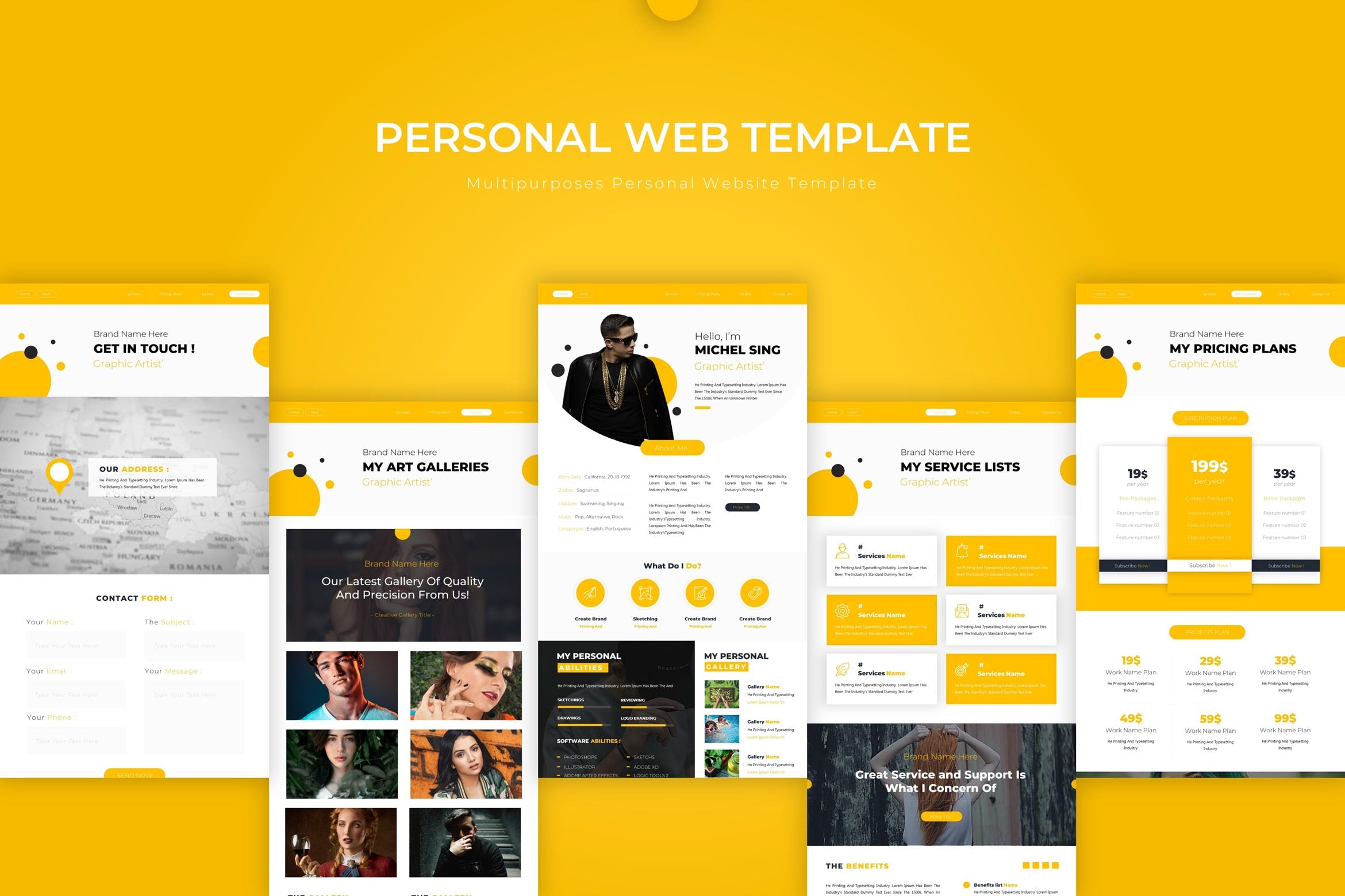 橙色设计风格设计师网站PSD模板 Personal | PSD Web Template插图