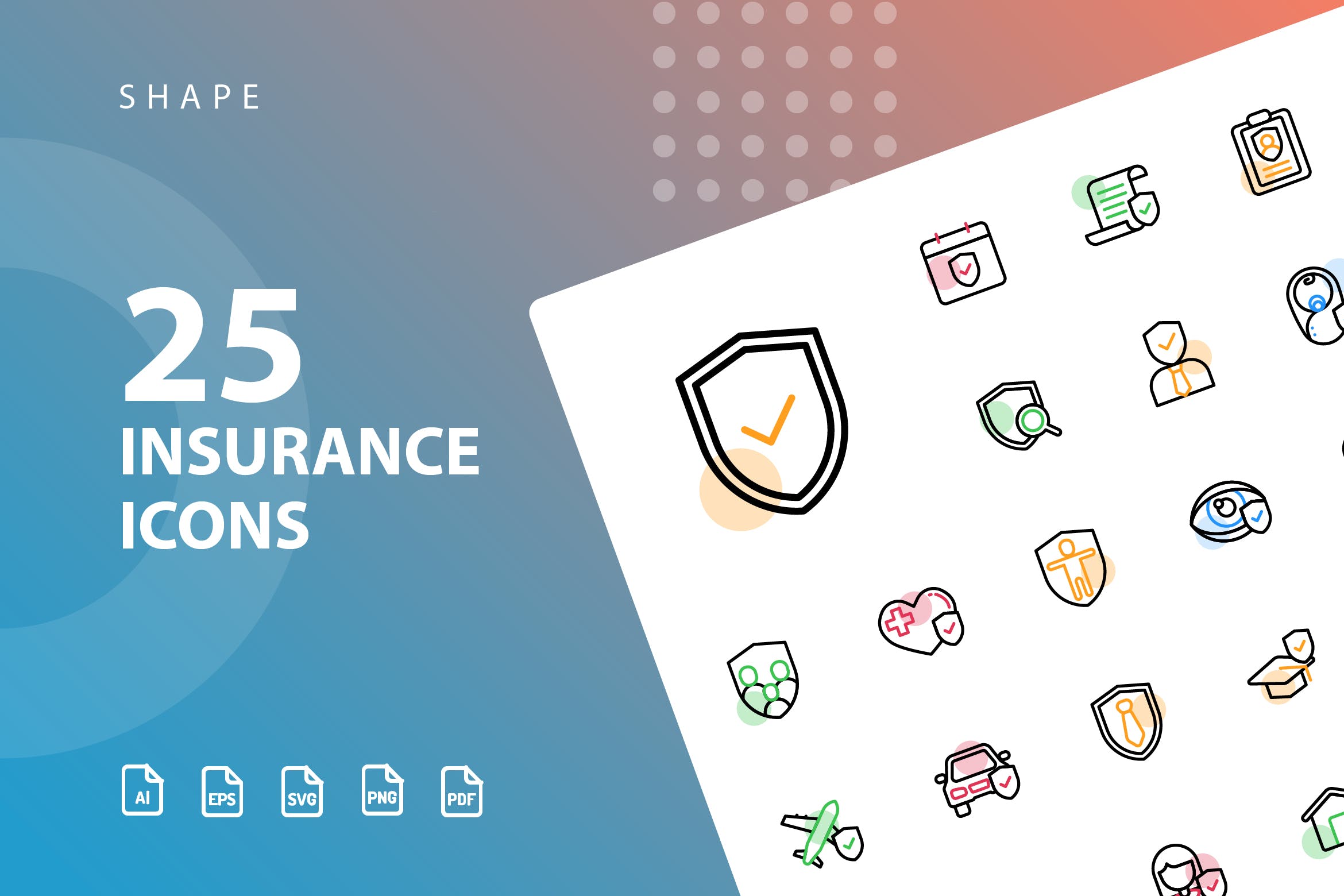25枚保险行业阴影16图库精选图标素材 Insurance Shape插图