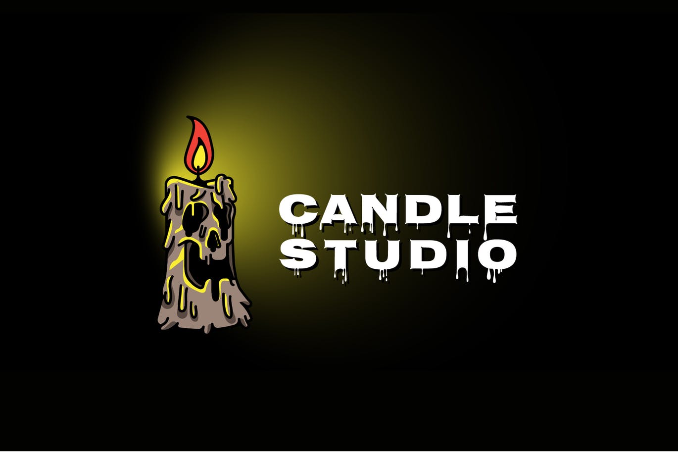 恐怖蜡烛工作室Logo设计素材库精选模板 Candle Horror Mascot Logo插图