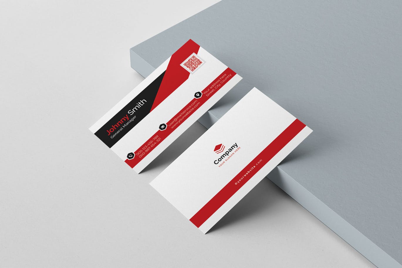 四色标准企业二维码素材库精选名片模板 Business Card插图(1)