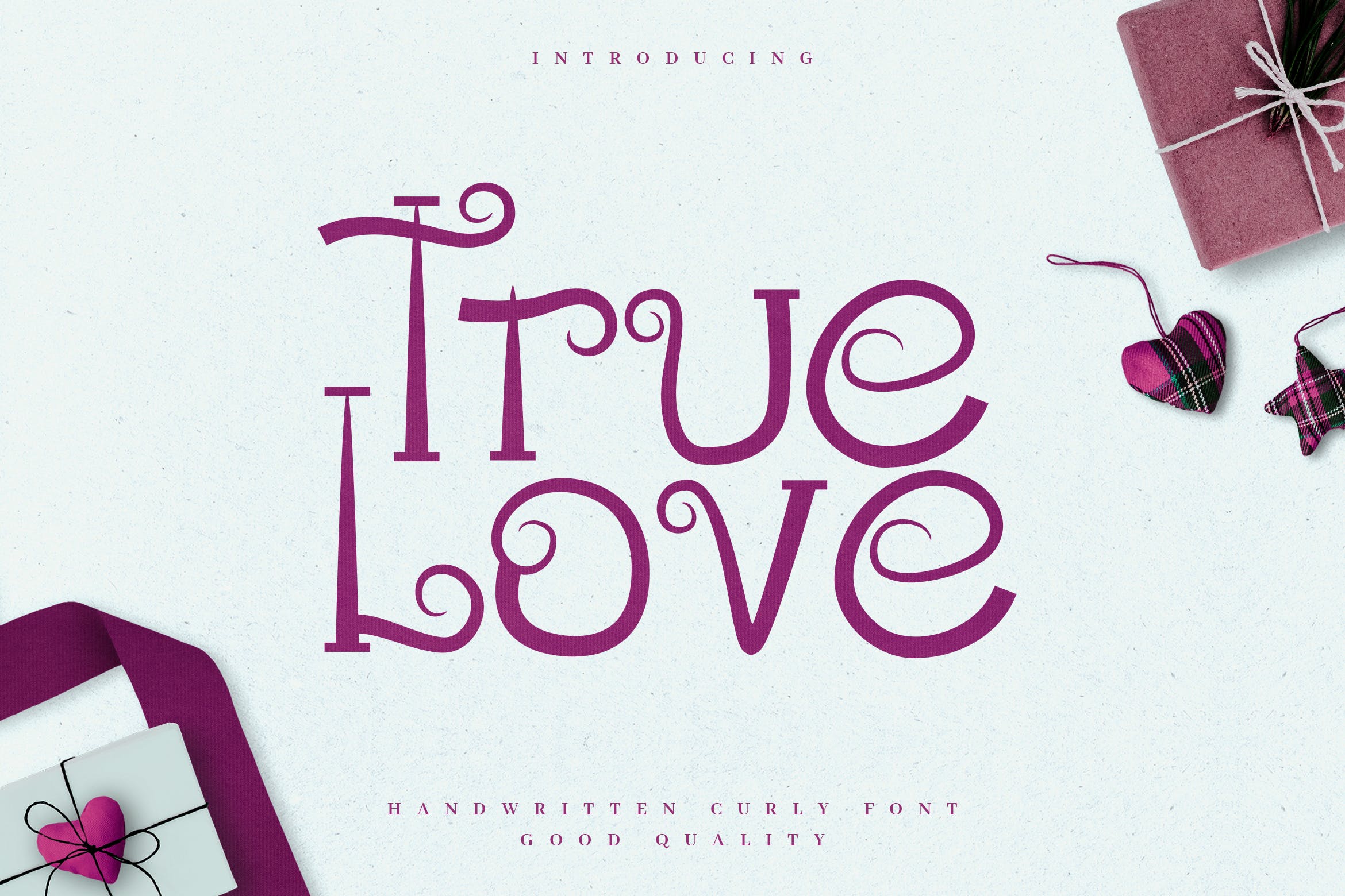 浪漫主义风格英文无衬线装饰字体16图库精选 True Love – Curly Valentine Font插图