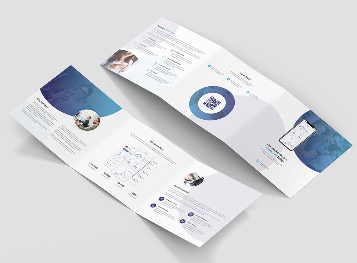 创意APP应用&软件推广介绍折页宣传单设计模板 Creative App – Brochures Bundle Print Templates插图(2)