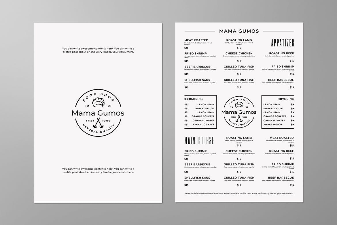 简约风西式餐厅16设计网精选菜单模板v17 SGM – Food Menu. 17插图(2)