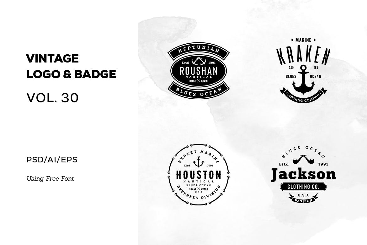 欧美复古设计风格品牌16设计网精选LOGO商标模板v30 Vintage Logo & Badge Vol. 30插图
