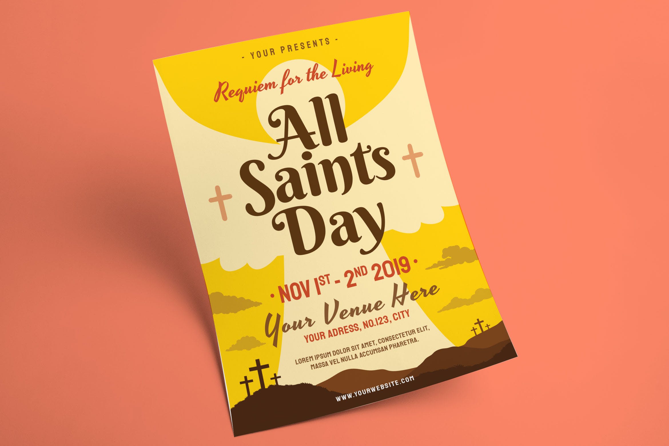 诸圣日活动传单海报PSD素材16设计网精选模板 All Saints Day Flyer插图