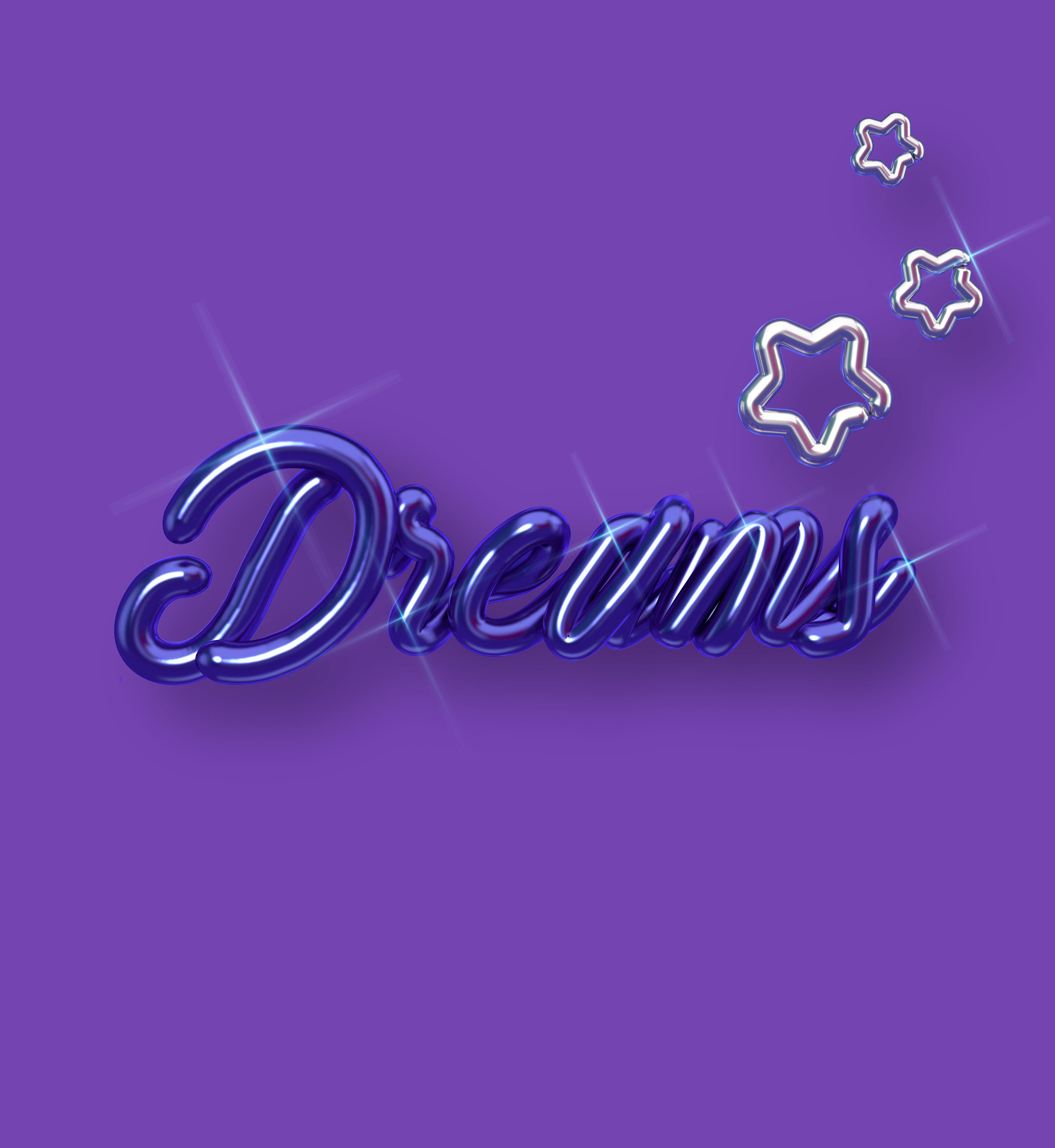 3D紫色字体“Dreams”梦想主题PSD设计素材插图