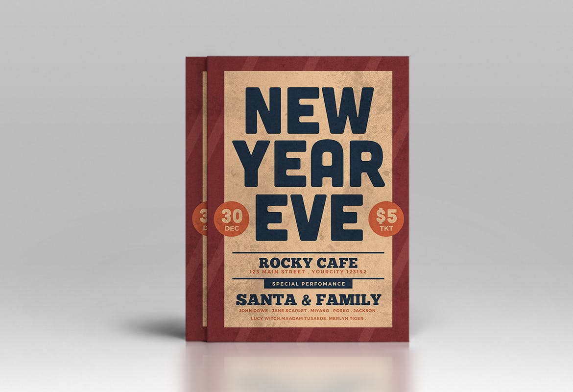 咖啡店新年主题活动海报传单16设计网精选PSD模板 New Year Flyer插图(2)
