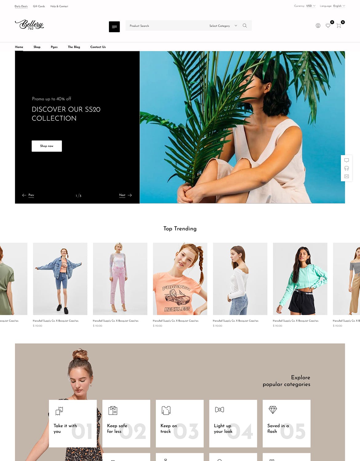 女士服装品牌网站设计PSD模板 Bellery – Ecommerce PSD template插图(1)