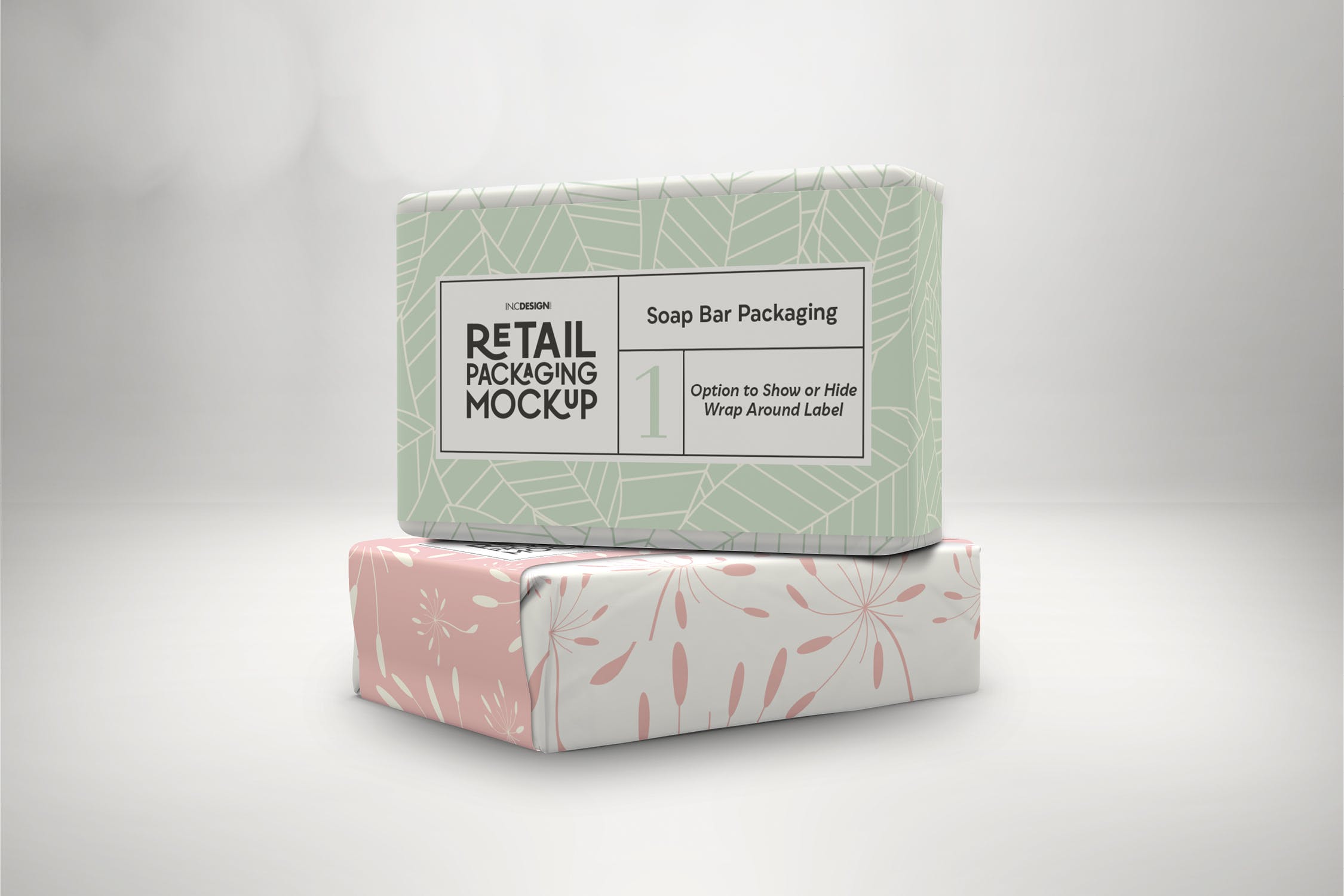 肥皂包装纸袋设计效果图素材库精选 Retail Soap Bar Packaging Mockup插图(1)