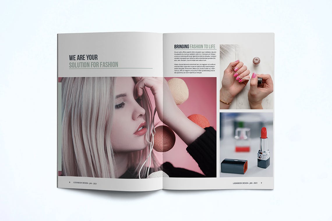 时装订货画册/新品上市产品16图库精选目录设计模板v2 Fashion Lookbook Template插图(5)