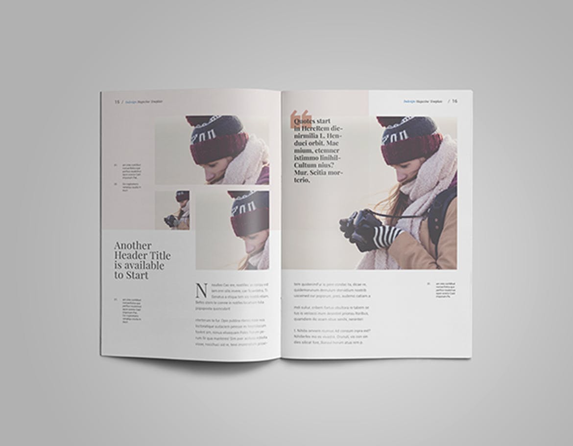 高端旅行/摄影主题普贤居精选杂志版式设计InDesign模板 InDesign Magazine Template插图(7)