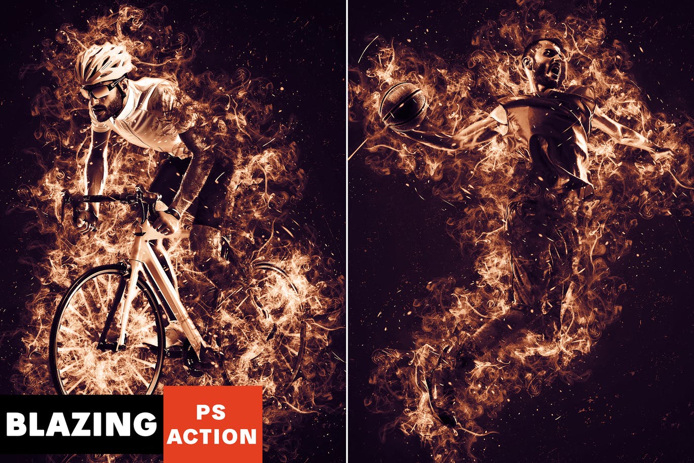 炽烈火焰/余烬和充满活力色彩创意特效16设计素材网精选PS动作 Blazing Photoshop Action插图