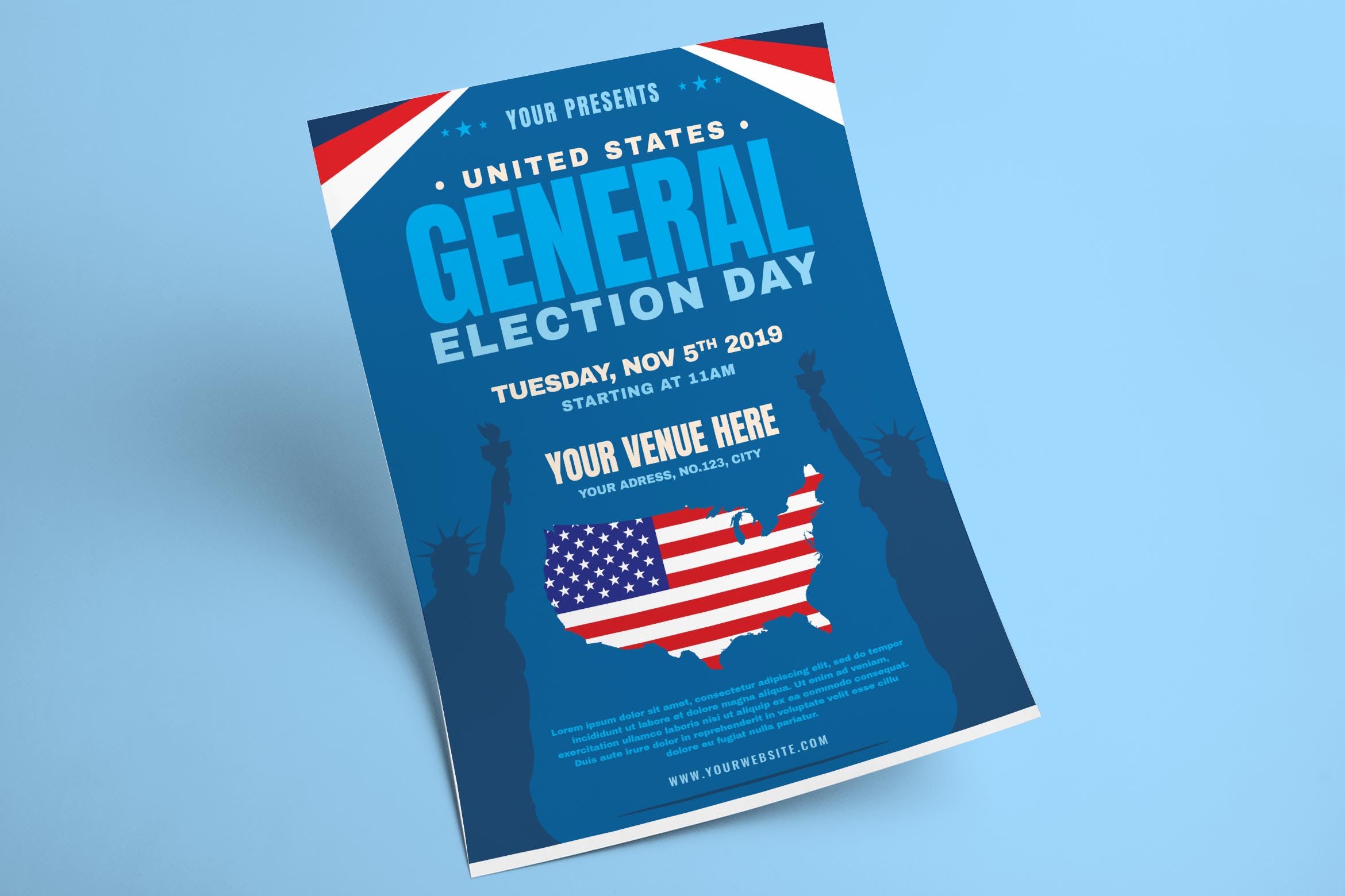 美国大选日换届选举宣传单设计模板 US General Election Day Flyer插图