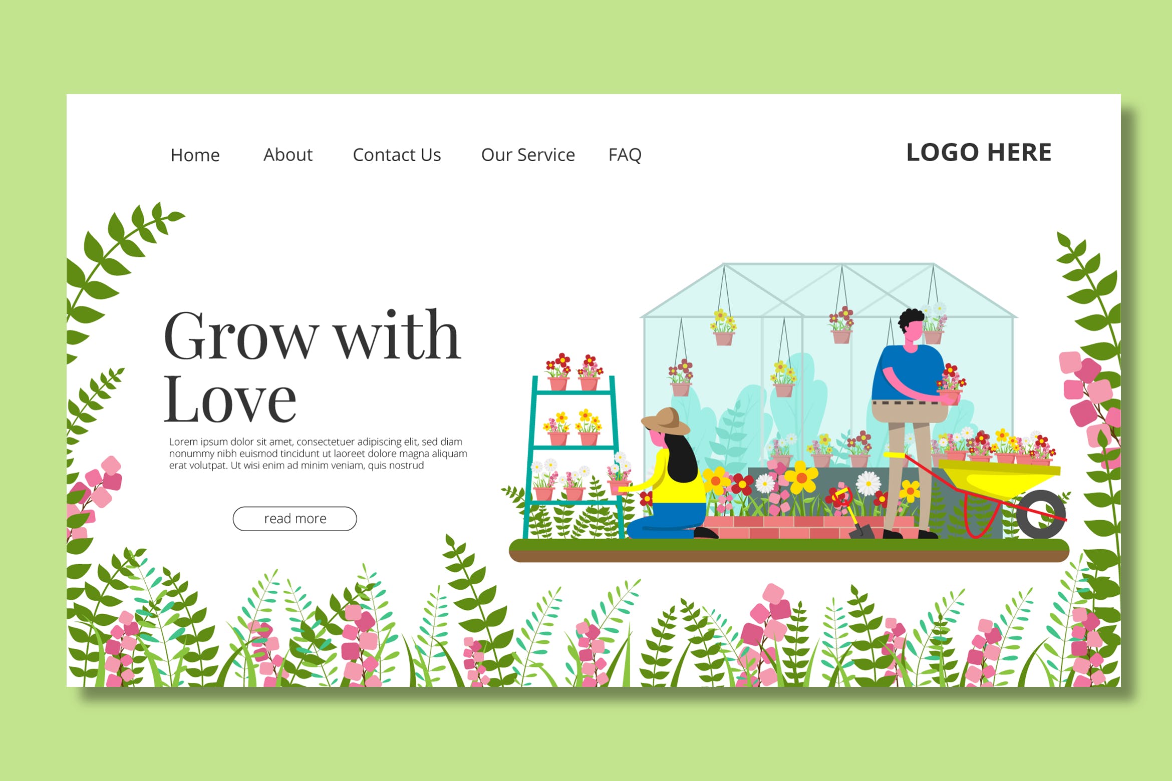温室花园主题网站着陆页设计非凡图库精选模板 Gardening – Landing Page插图