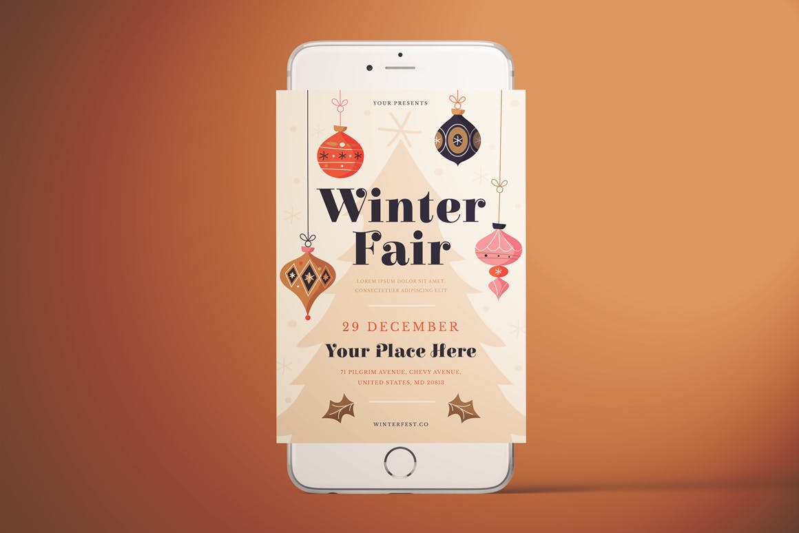 冬季博览会传单设计模板 Winter Fair Flyer插图(3)