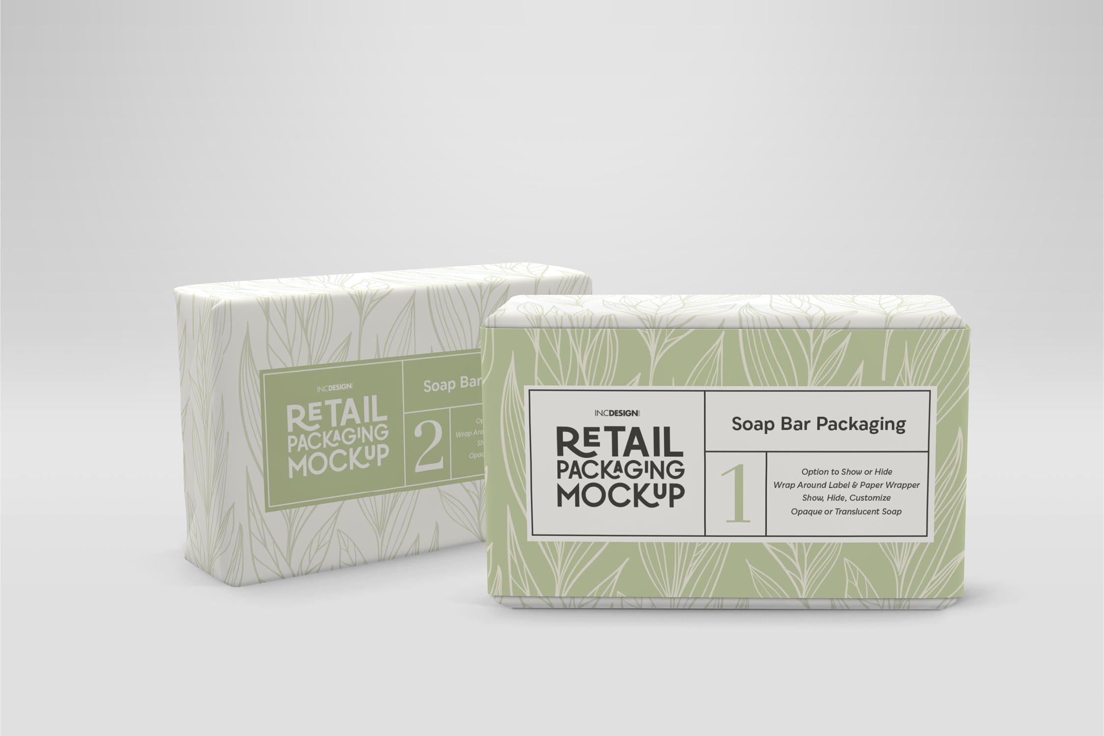 肥皂包装纸袋设计效果图非凡图库精选 Retail Soap Bar Packaging Mockup插图(2)