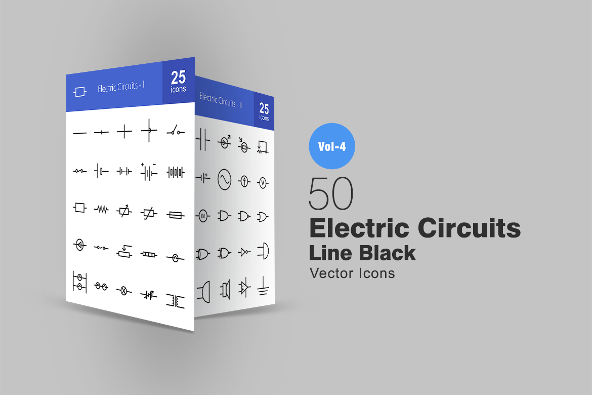 50枚电路线路板主题矢量线性亿图网易图库精选图标 50 Electric Circuits Line Icons插图