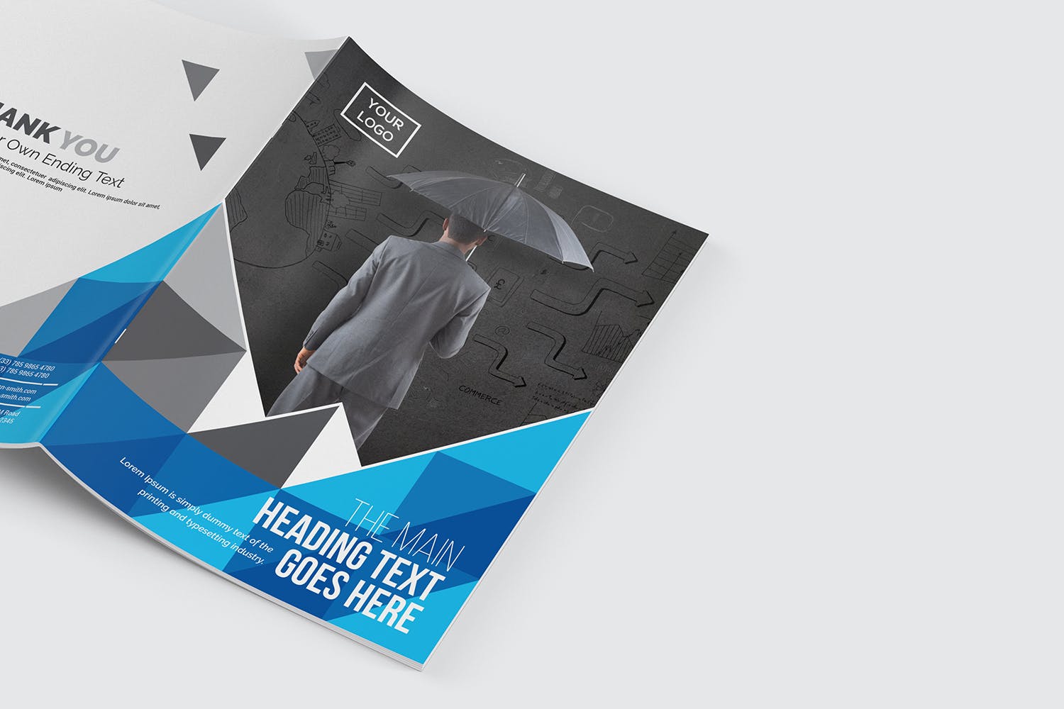 企业核心业务推广对折页宣传册设计模板 Bifold Brochure插图(4)