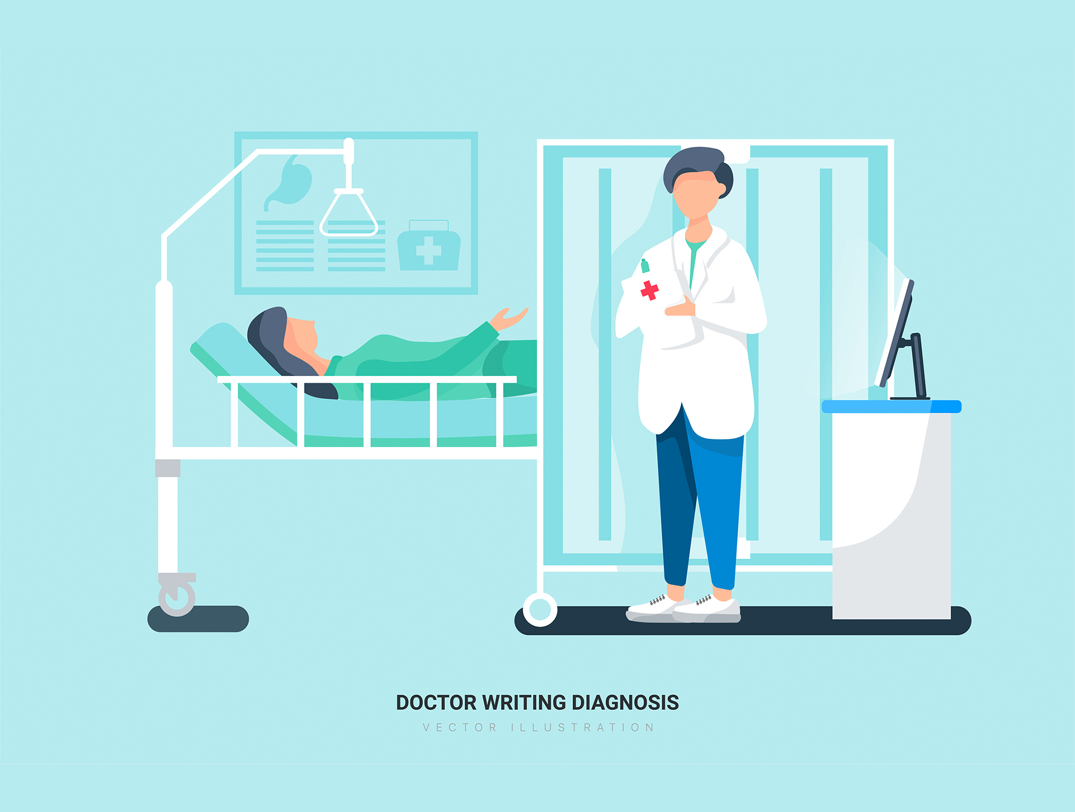 16设计网下午茶：医院和医疗保健场景矢量插画素材插图(7)