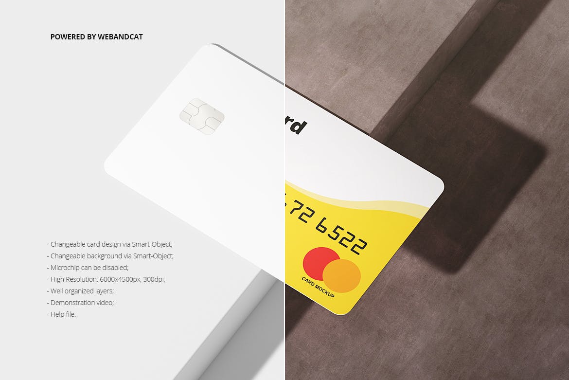 银行卡/会员卡版面设计效果图素材库精选模板 Bank / Membership Card Mockup插图(1)