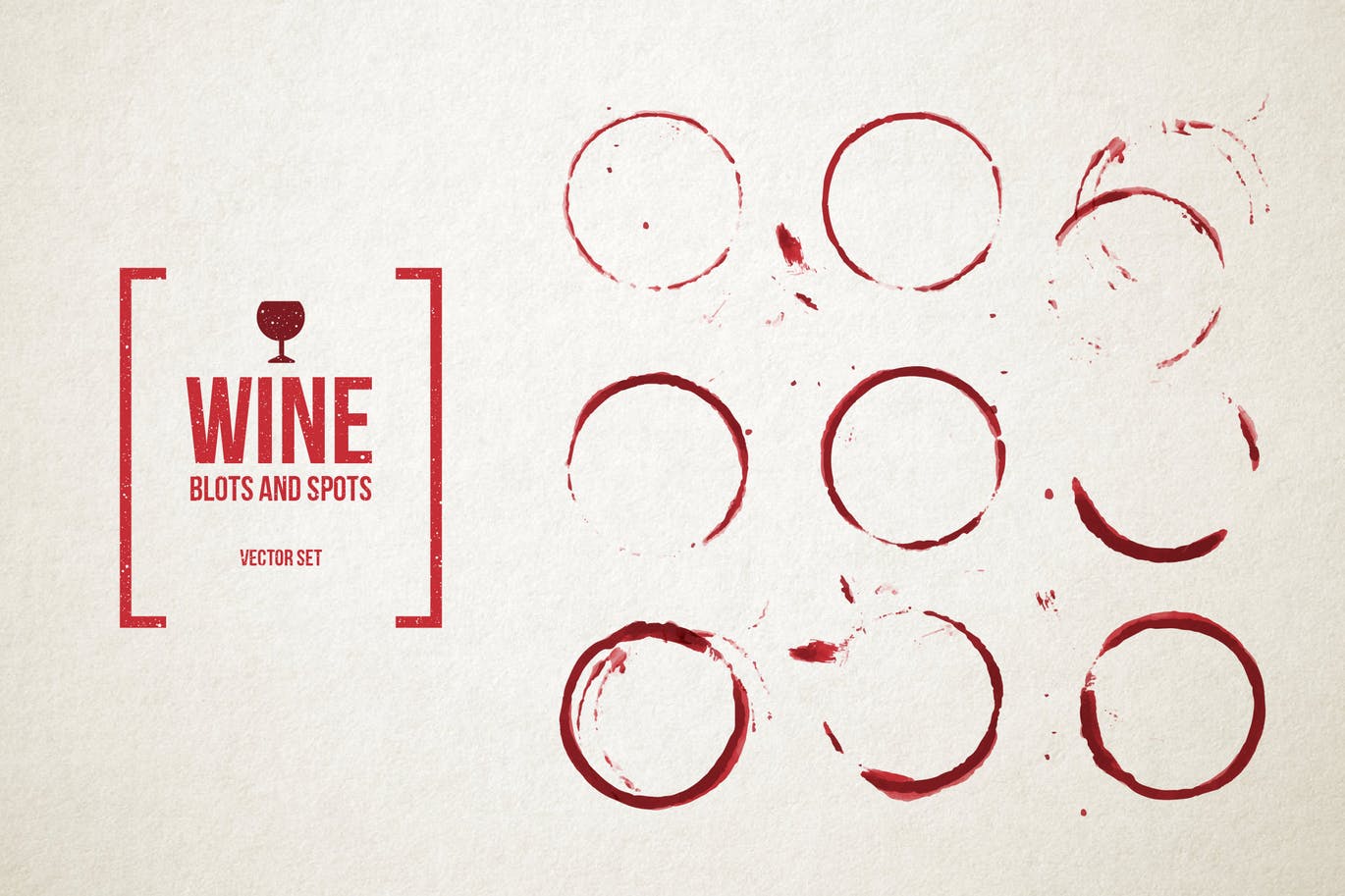 红酒色斑矢量几何图形素材 Red Wine Stains Vector Set插图