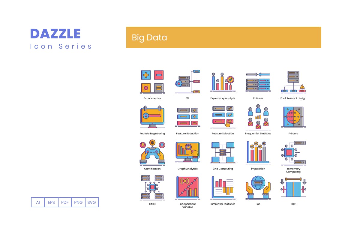 110枚大数据主题矢量16设计素材网精选图标 Big Data Icons插图(2)