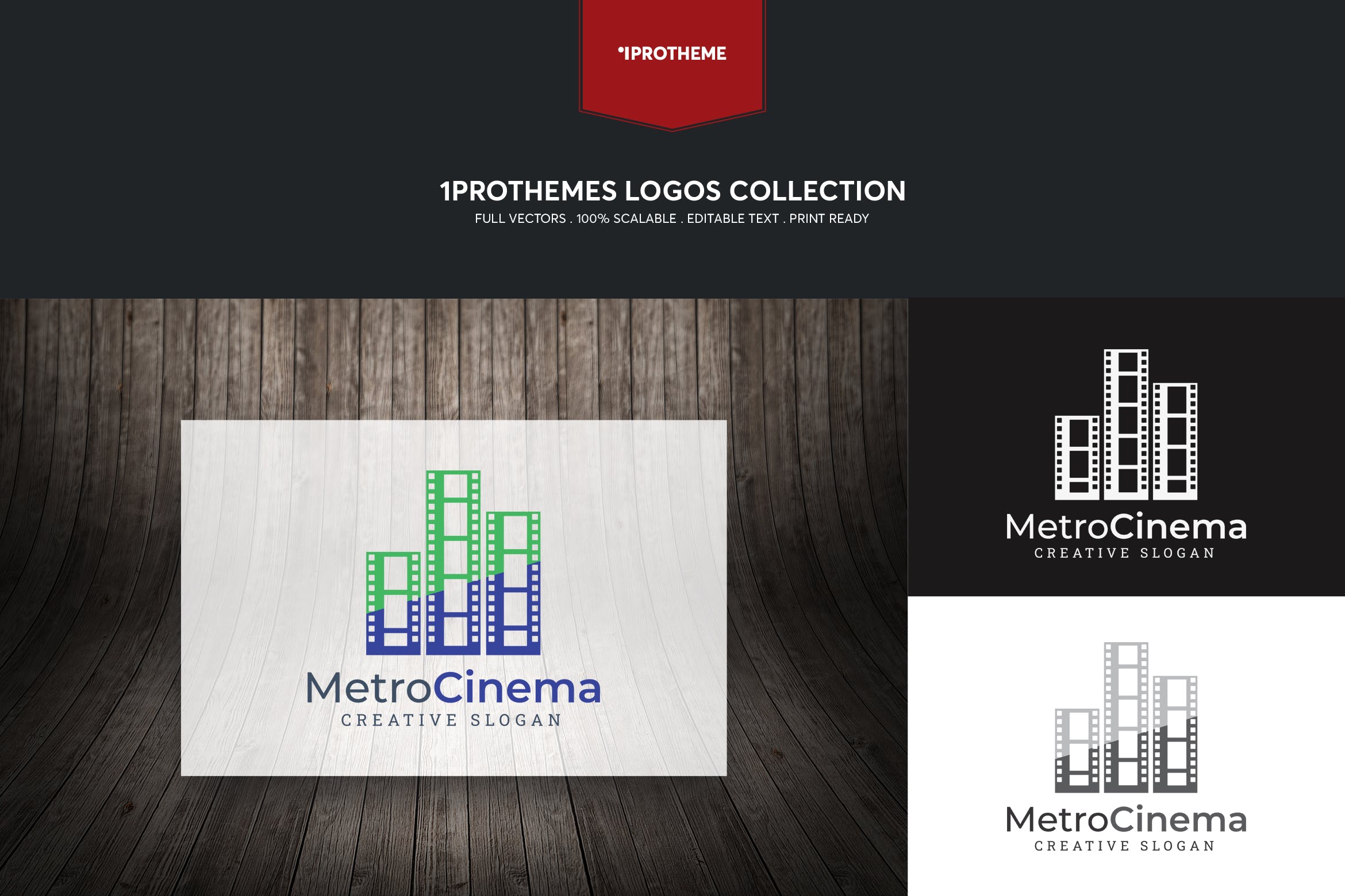 电影公司/影院品牌Logo设计16图库精选模板 Metro Cinema Logo Template插图