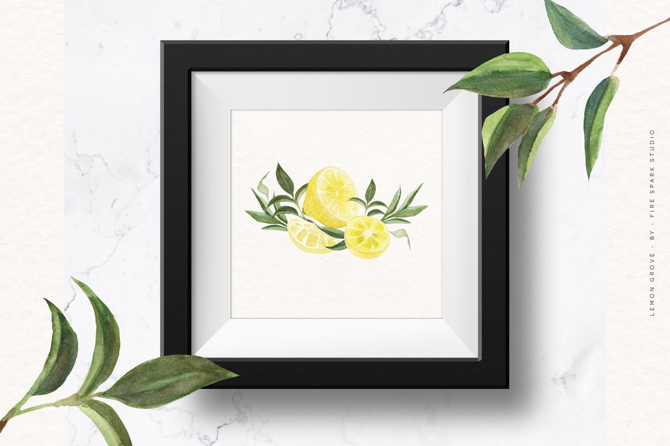 柠檬树水彩手绘矢量插画素材库精选素材 Lemon Grove Watercolor Illustrations插图(1)