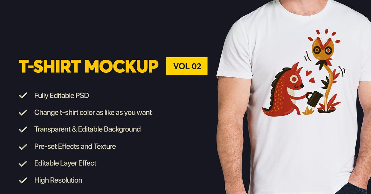 男士T恤印花图案设计效果图样机普贤居精选v02 T-shirt Mockup Vol 02插图