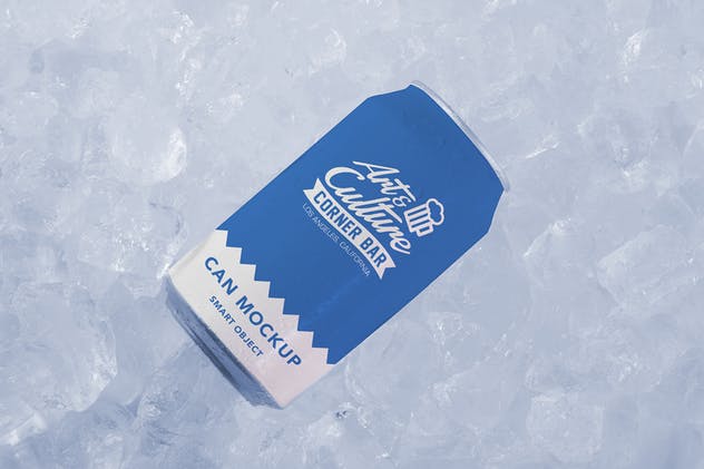 冰块背景碳酸饮料易拉罐外观设计图普贤居精选 Ice Can Mock Up插图(2)