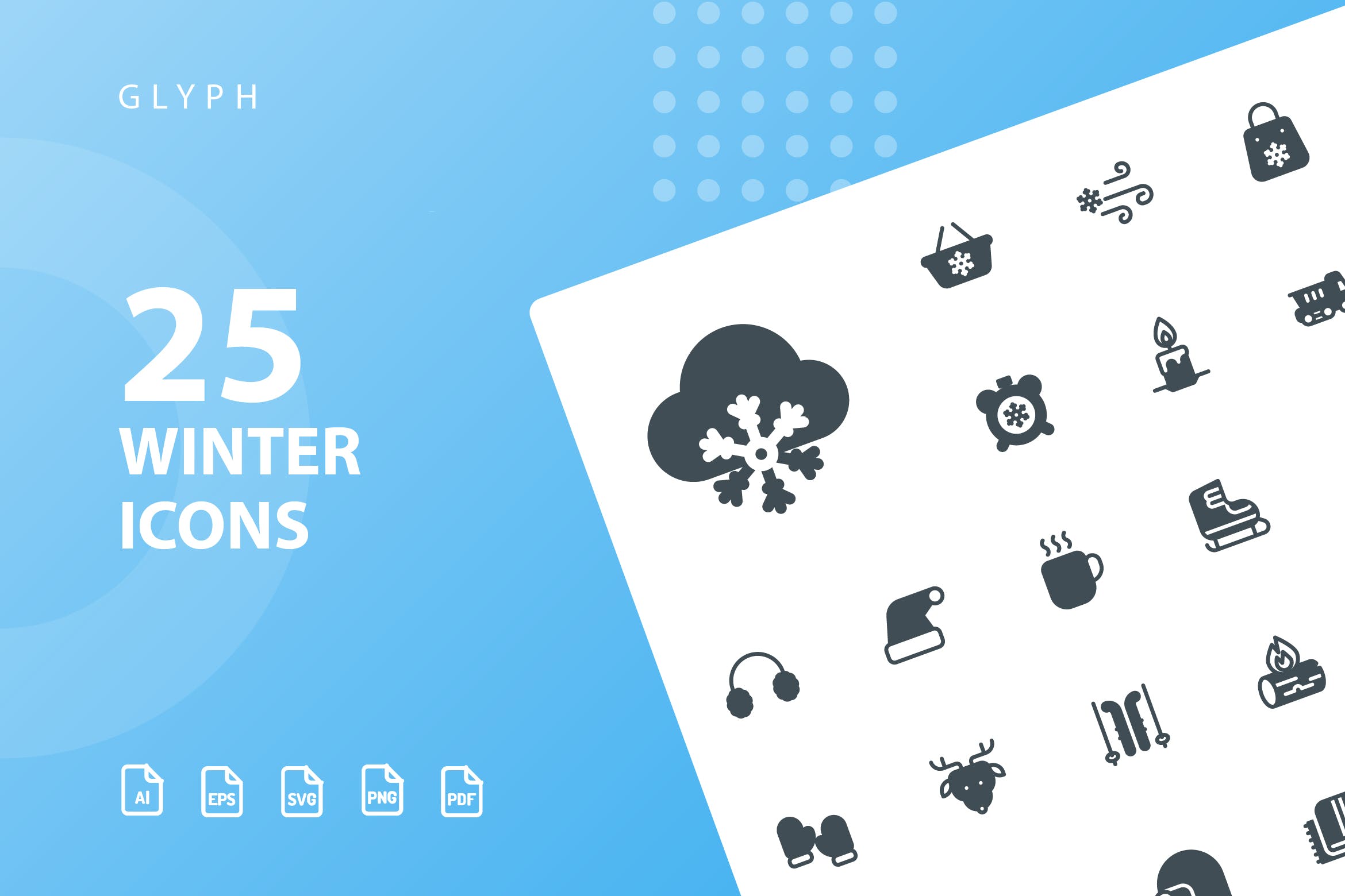 25枚冬天主题矢量字体素材库精选图标v2 Winter Glyph Icons插图