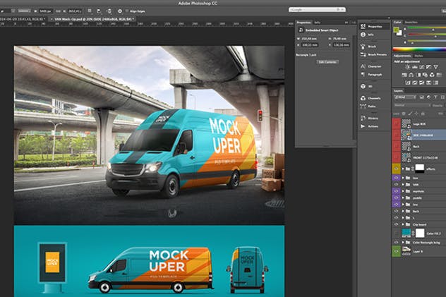 小货车＆汽车车身广告设计效果图样机16设计网精选模板 Van & Car Mock-Ups (2 PSD)插图(8)