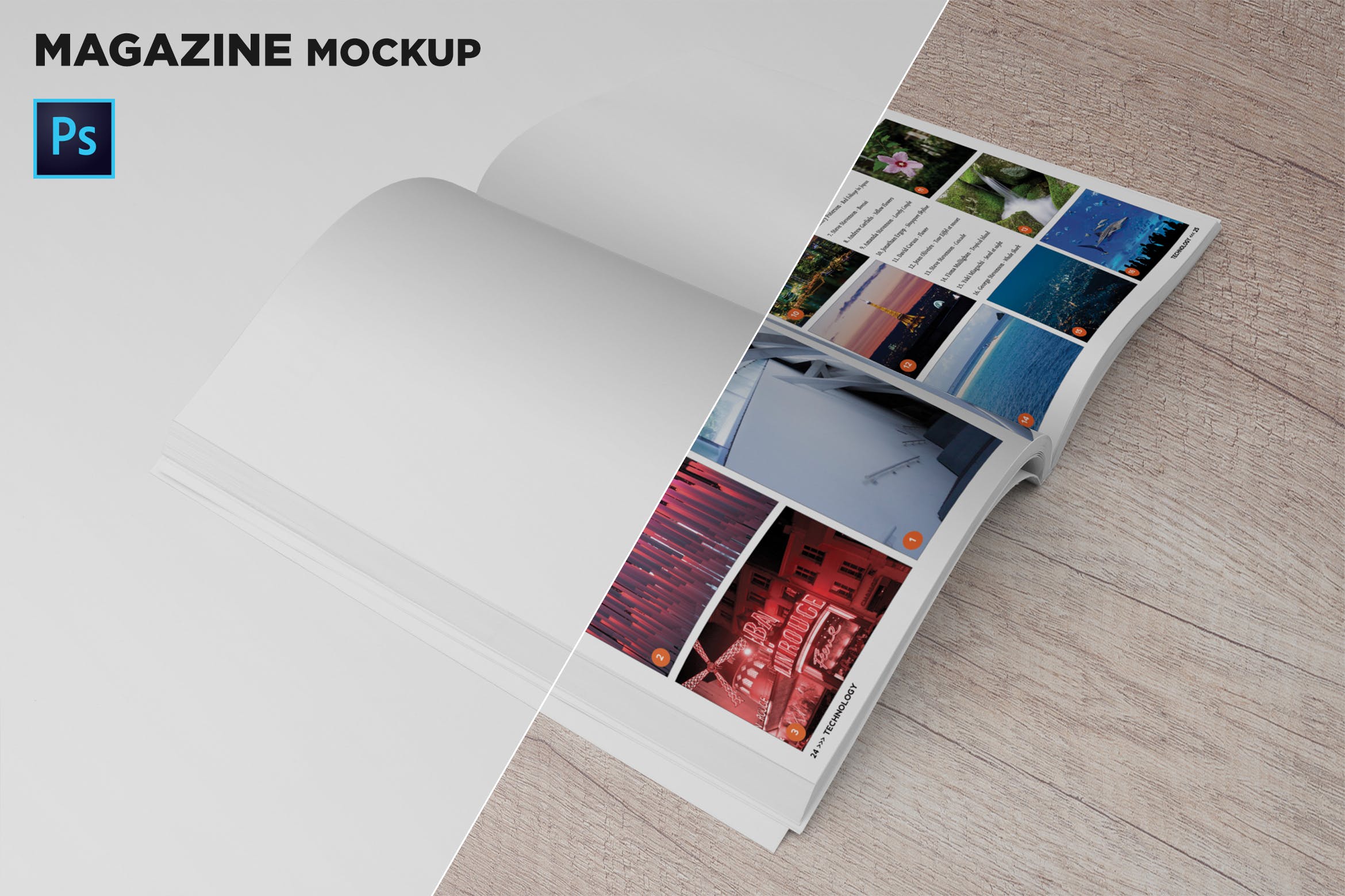 杂志内页排版设计45度角预览样机16设计网精选 Magazine Mockup 45 Degree插图