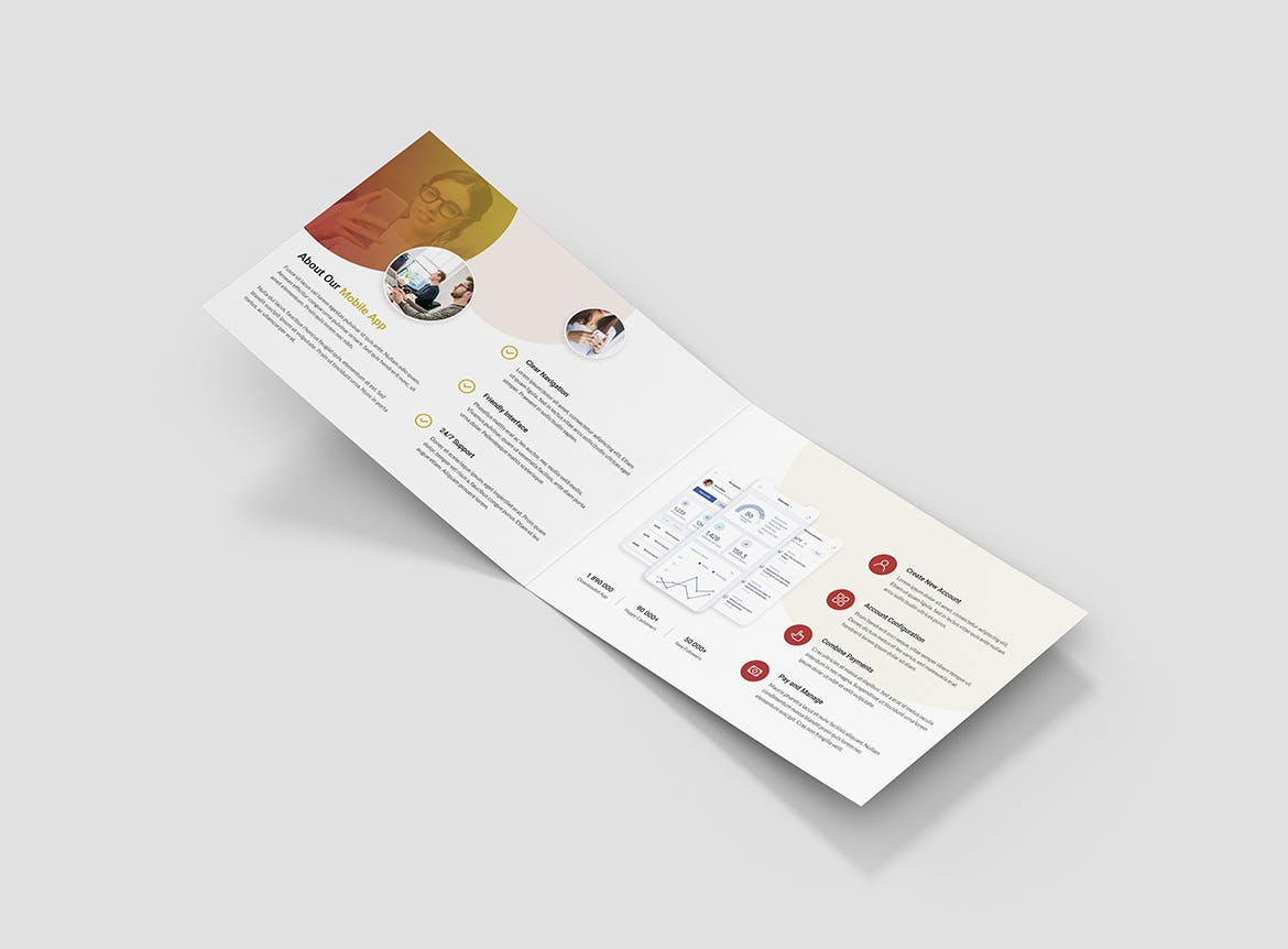 创意APP应用程序折页宣传单设计模板 Brochure – Creative App Bi-Fold A5 Landscape插图(12)
