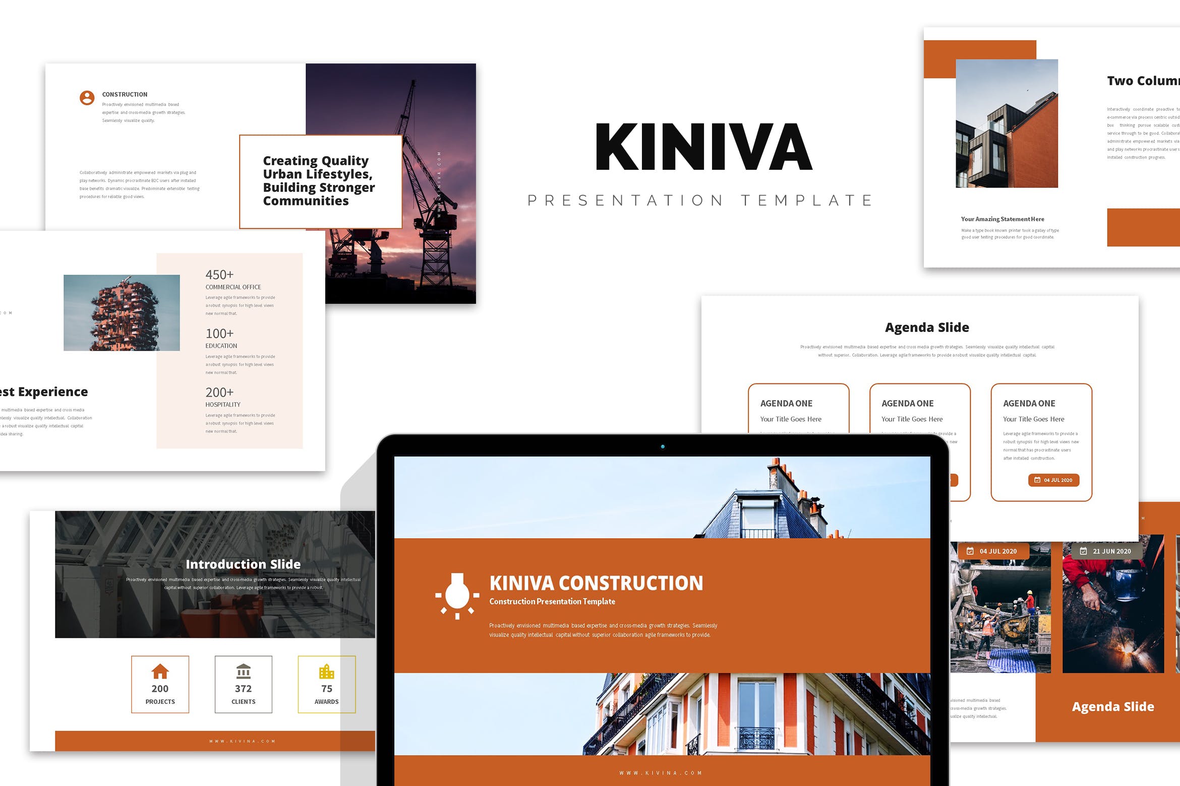 建筑与工程主题Google演示模板亿图网易图库精选 Kiniva : Construction & Engineering Google Slides插图
