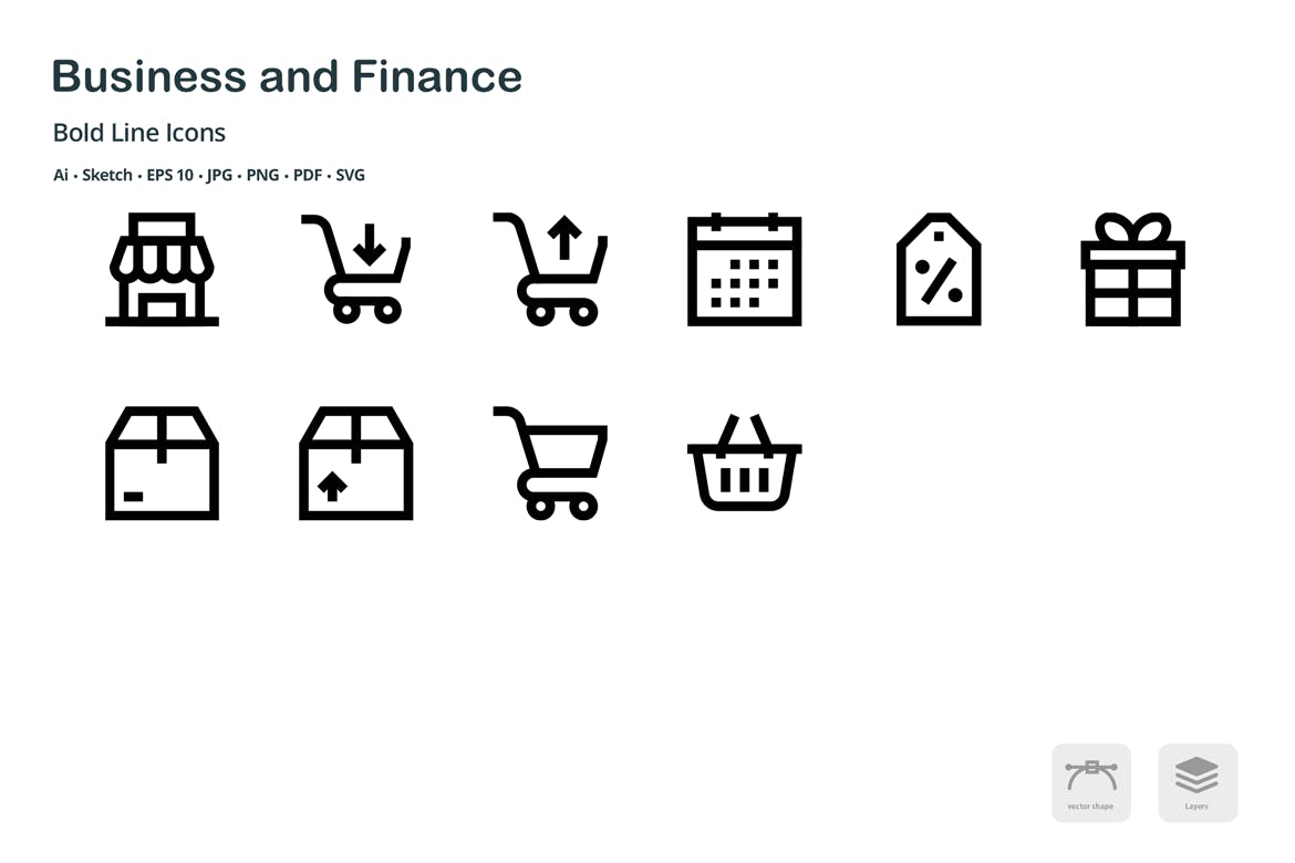 商业&金融主题粗线条风格矢量亿图网易图库精选图标 Business and Finance Mini Bold Line Icons插图(4)