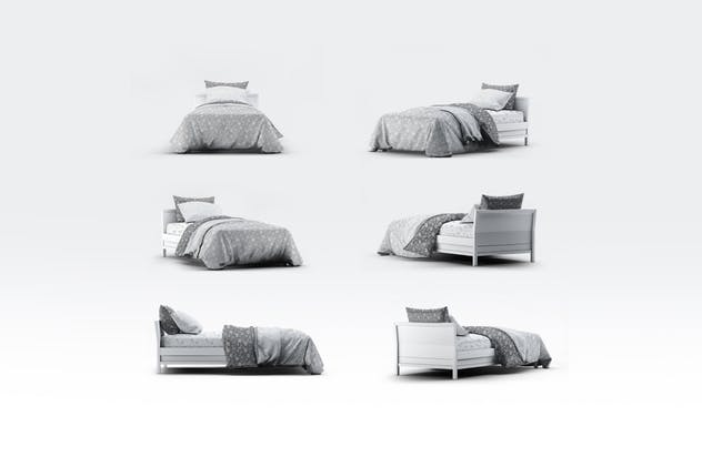床上用品四件套印花图案设计展示样机素材库精选模板 Single Bedding Mock-Up插图(1)