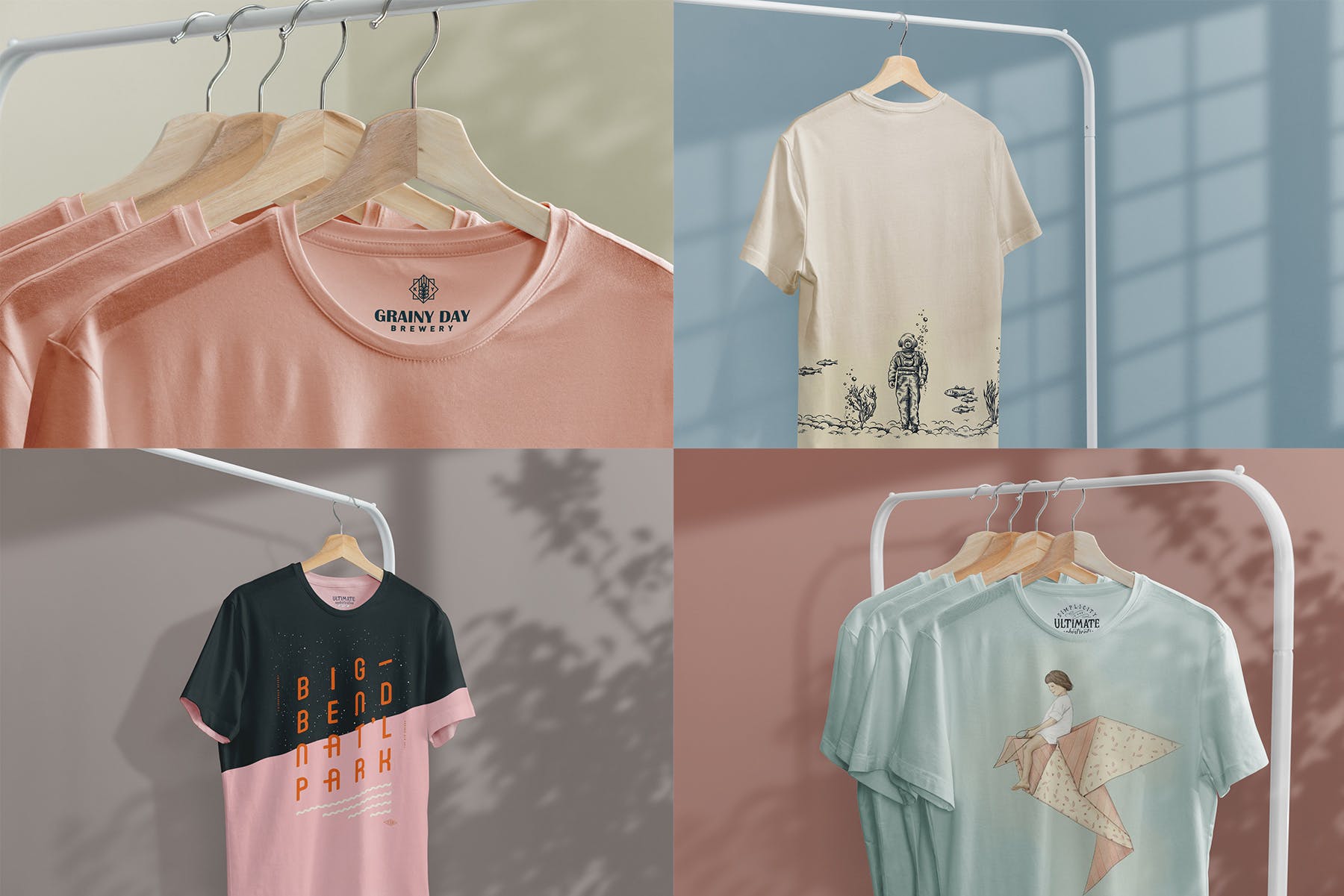 简易晾衣架T恤设计效果图样机素材库精选 T-Shirt Mock-Up on Hanger插图(9)