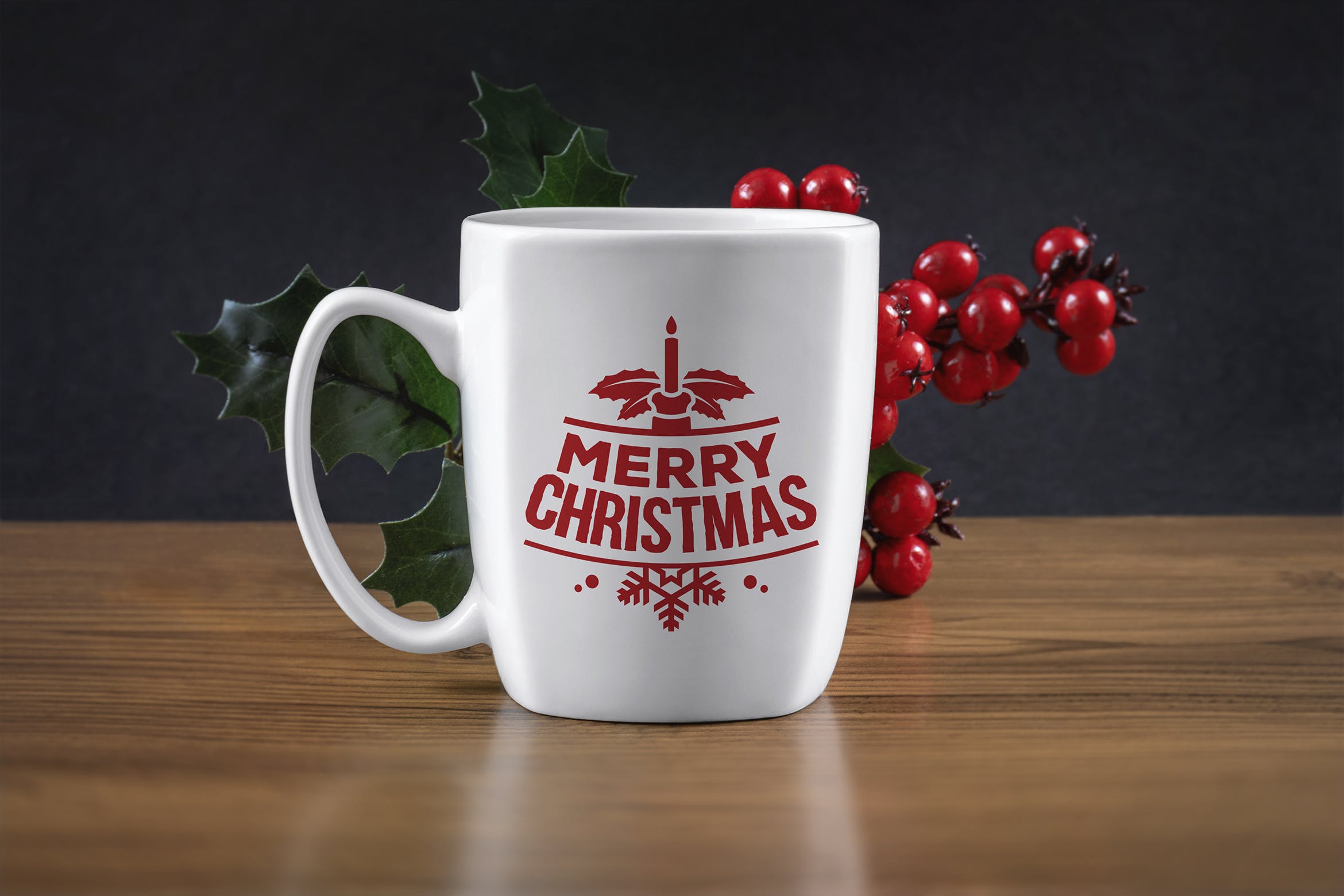 圣诞节主题马克杯设计效果图样机素材库精选 Christmas mug mockup插图