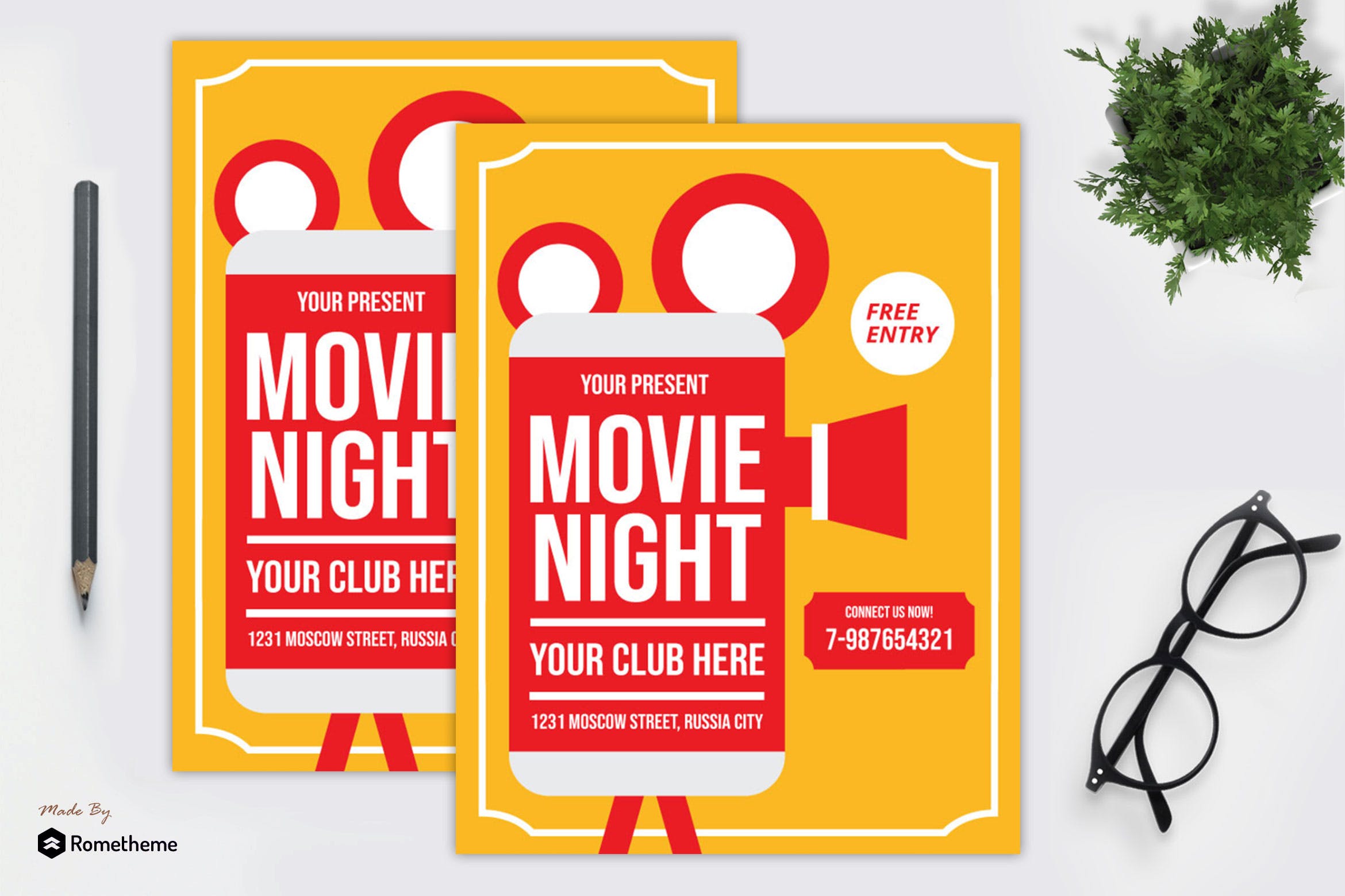 电影之夜活动海报传单16设计网精选PSD模板v3 Movie Night Flyer vol. 03 MR插图