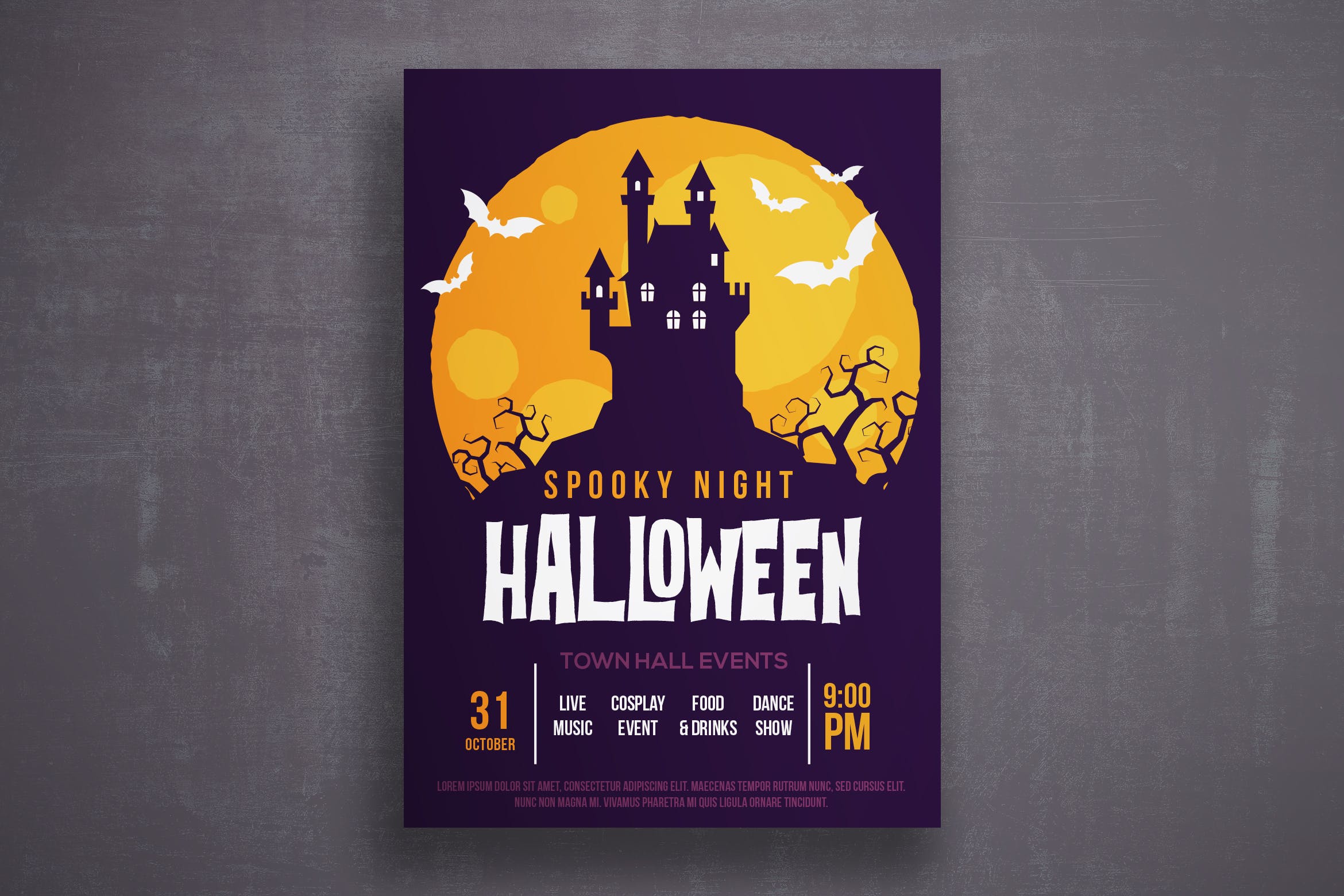 万圣节恐怖之夜活动邀请海报传单素材库精选PSD模板v1 Halloween flyer template插图