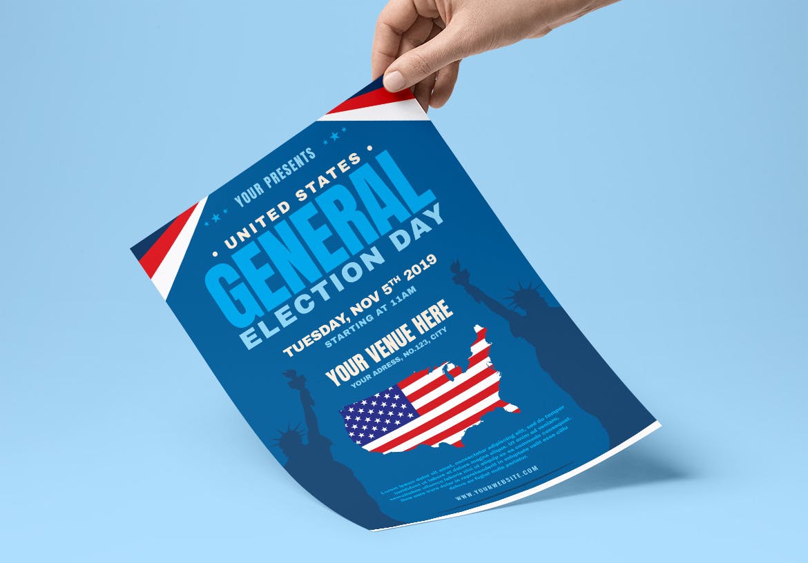 美国大选日换届选举宣传单设计模板 US General Election Day Flyer插图(1)